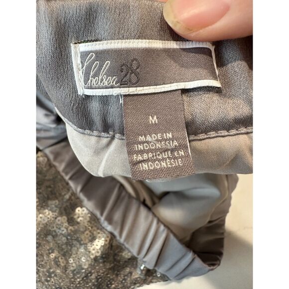 Chelsea28 Sequin Silver Pull-on Elastic Waist Pants Size Medium - Picture 7 of 8
